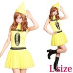 スカート付きクレヨンレオタード イエロー Lサイズ(コスプレ衣装) スカート付きクレヨンレオタード イエロー Lサイズ(コスプレ衣装)